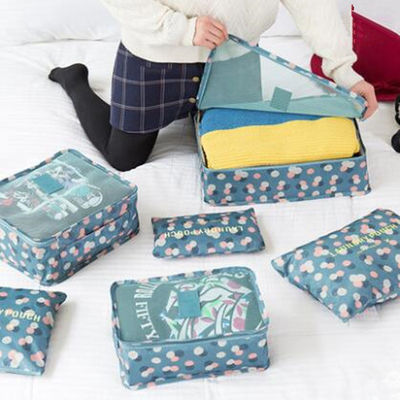 کیفیت  6 Pieces Polyester Travel Bag Set Clothing Shoes Cosmetic Luggage Organizer Set کارخانه