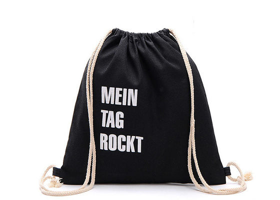 کیفیت  Custom Logo Canvas Drawstring Bags Black Canvas Cinch Backpack For Men کارخانه
