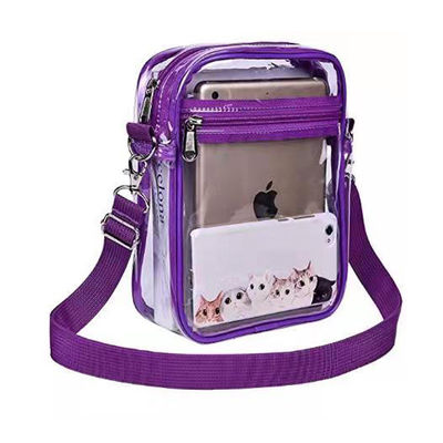 Transparent Crossbody Bags Simple Stadium Approved Clear PVC Shoulder Bags Small Square Phone Bag for Women