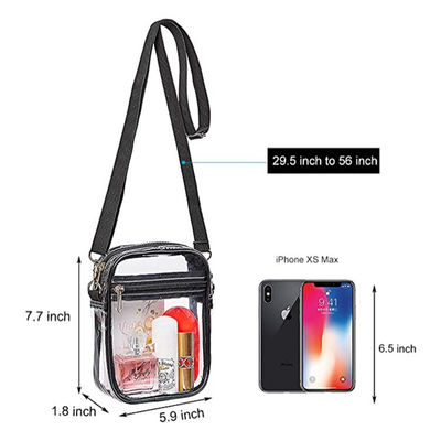 Transparent Crossbody Bags Simple Stadium Approved Clear PVC Shoulder Bags Small Square Phone Bag for Women