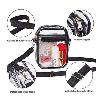 Transparent Crossbody Bags Simple Stadium Approved Clear PVC Shoulder Bags Small Square Phone Bag for Women