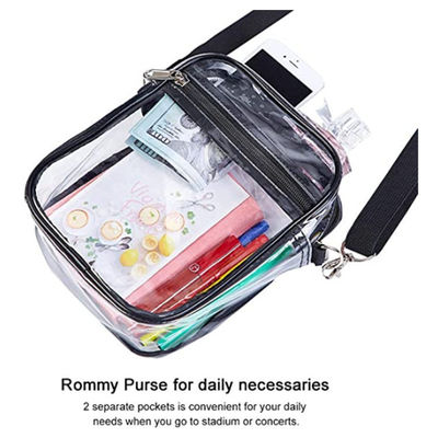 Transparent Crossbody Bags Simple Stadium Approved Clear PVC Shoulder Bags Small Square Phone Bag for Women