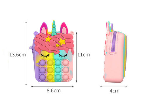 Fidget Push Bubbles Toy Rainbow Unicorn کیف پول سکه ای زنانه کیف کراس بادی سیلیسی