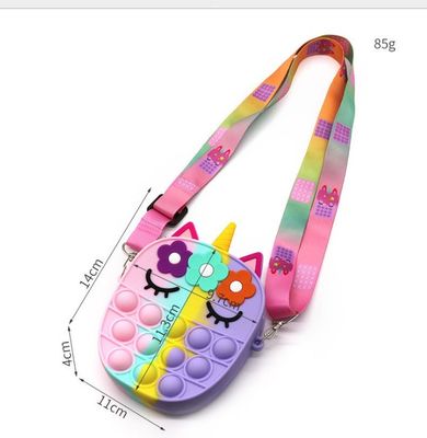 Fidget Push Bubbles Toy Rainbow Unicorn کیف پول سکه ای زنانه کیف کراس بادی سیلیسی
