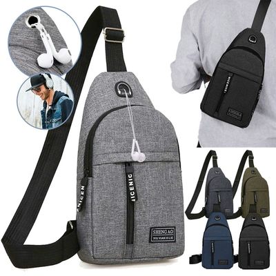 کیف قفسه سینه مردانه ضد سرقت کیف های پیام رسان مسافرتی کوتاه کیسه های USB شارژ کراس بادی