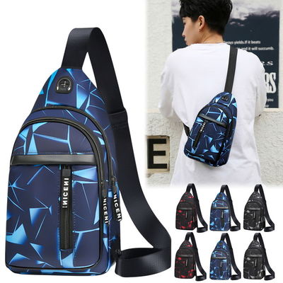 کیف قفسه سینه مردانه ضد سرقت کیف های پیام رسان مسافرتی کوتاه کیسه های USB شارژ کراس بادی