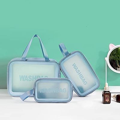 کیسه لوازم آرایشی Clear 3 PCS لوازم آرایشی و بهداشتی شفاف کیسه شستشوی مسافرتی برای زنان