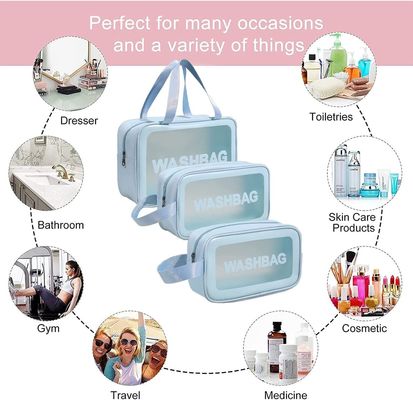 کیسه لوازم آرایشی Clear 3 PCS لوازم آرایشی و بهداشتی شفاف کیسه شستشوی مسافرتی برای زنان