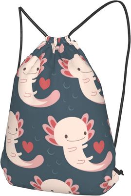 کوله پشتی بند دار با Axolotls، قلب و حباب - شایان ستایش و کاربردی - مناسب برای خانم ها و دختران