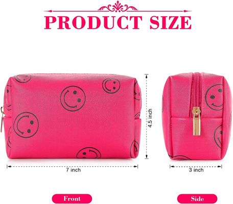 Pu Leather Preppy Makeup Bag Organizer لوازم آرایشی ضد آب شکلک های قابل حمل زیبا