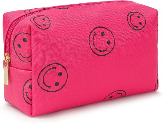 Pu Leather Preppy Makeup Bag Organizer لوازم آرایشی ضد آب شکلک های قابل حمل زیبا