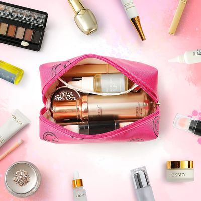 Pu Leather Preppy Makeup Bag Organizer لوازم آرایشی ضد آب شکلک های قابل حمل زیبا
