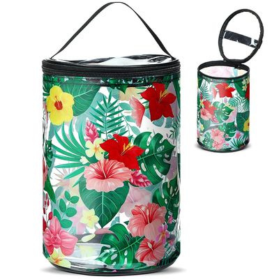 کیسه آرایشی Clear Beach کیف لوازم آرایش ضد آب کیف آرایشی PVC با لاک پشت ساحلی بقا قایق بادبانی گل هاوایی