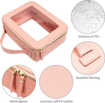 کیف لباسشویی مسافرتی کیف آرایشی برای زنان کیف آرایش چرم گیاهخوار با دسته